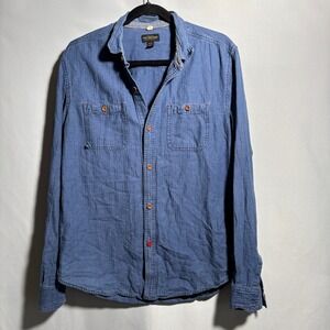 CPO Provisions Men's Long Sleeve Button Up Shirt Blue Chambray Workwear Size M